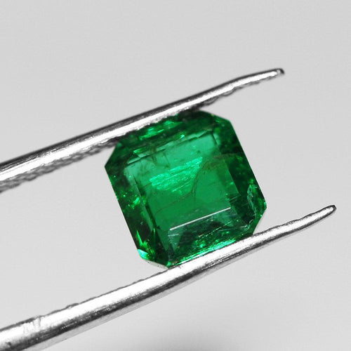 Certified Earth Mined Zambian Emerald Gemstone Octagon Rare Green Luster 1.28CT - Jalvi & Co.