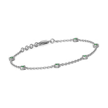 Load image into Gallery viewer, Chain Link Bracelet Emerald 14k Solid White Gold Handmade, Chain Bracelet, Link Bracelet, White Gold Bracelet, Emerald Bracelet - Jalvi &amp; Co.