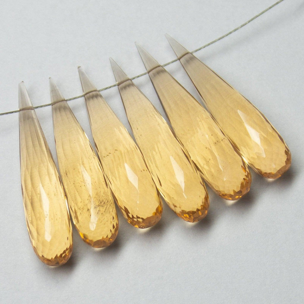 Champagne Quartz Faceted Tear Drop Beads 30x7mm 6pc - Jalvi & Co.