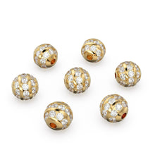 Load image into Gallery viewer, Channel Set Diamond Gold Beads / Handmade Diamond Rondelle Beads / Diamond Round Beads / Gold Diamond Spacer Findings / Round Ball Diamond - Jalvi &amp; Co.