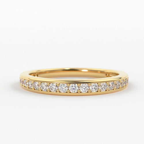 Channel Set Diamond Wedding Band / 14k Channel Set Diamond Ring 2.25MM / Half Eternity Stackable Ring / Diamond Wedding Ring - Jalvi & Co.