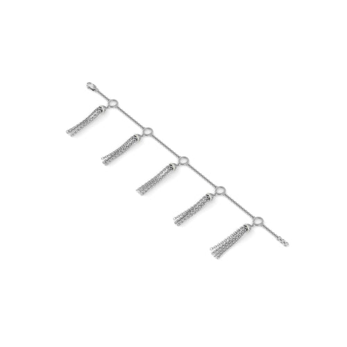 Charm Tasel Bracelet 14k Solid White Gold Handmade, Tassel Bracelet, Gold Bracelet, Diamond Bracelet - Jalvi & Co.