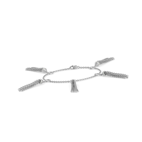 Charm Tasel Bracelet 14k Solid White Gold Handmade, Tassel Bracelet, Gold Bracelet, Diamond Bracelet - Jalvi & Co.