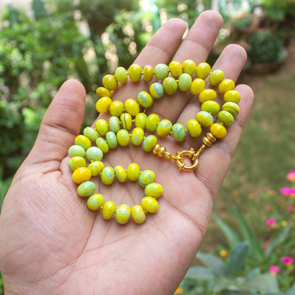 Chartreuse Green Opal Knotted Necklace - Jalvi & Co.