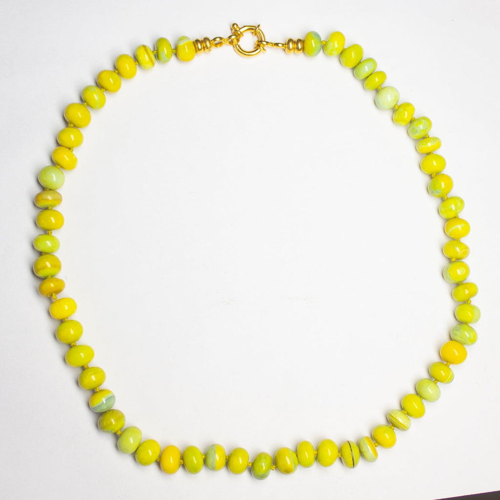 Chartreuse Green Opal Knotted Necklace - Jalvi & Co.