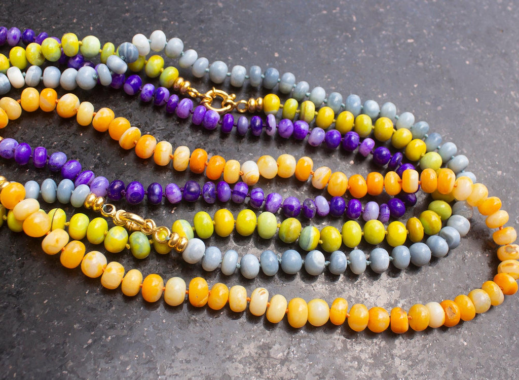 Chartreuse Green Opal Knotted Necklace - Jalvi & Co.