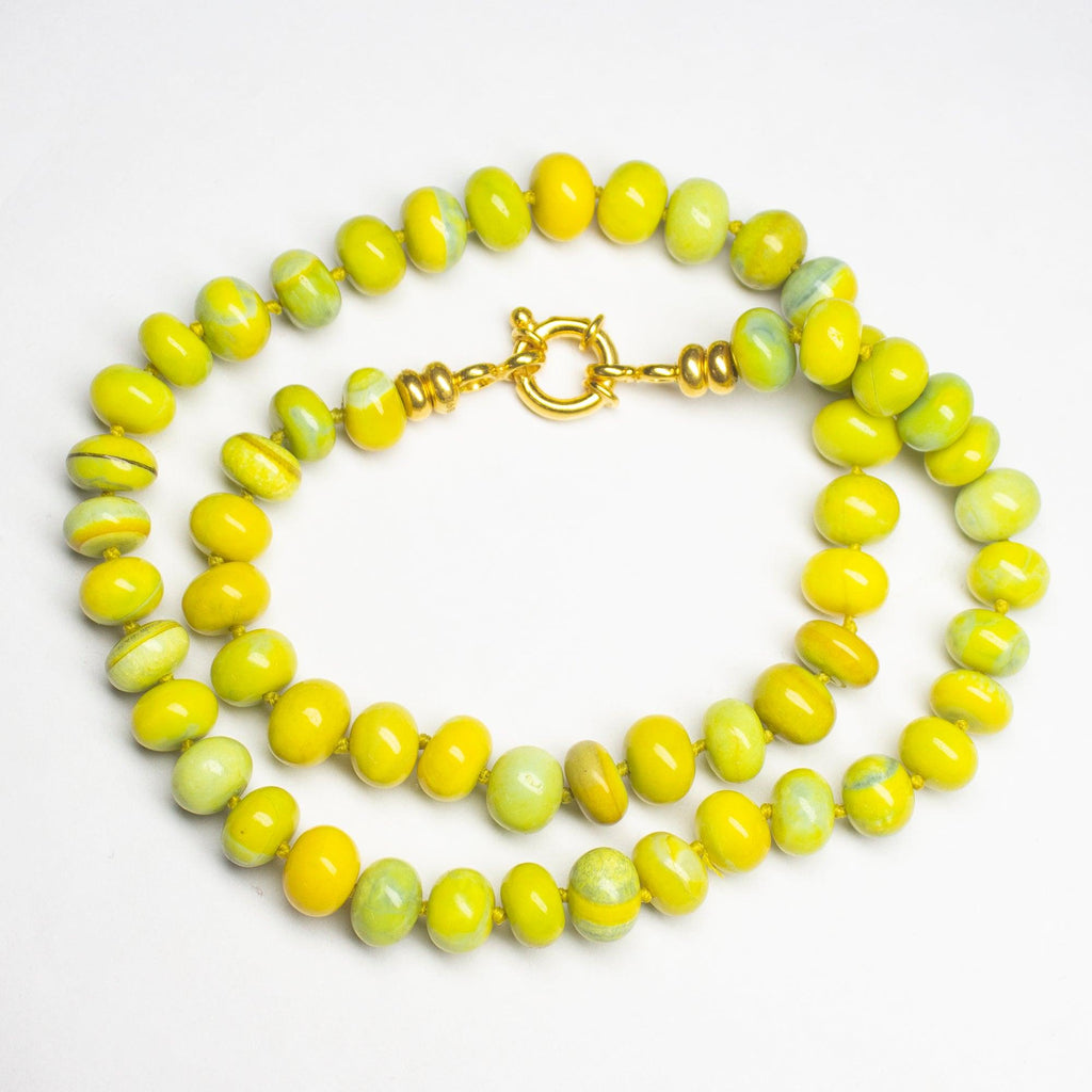 Chartreuse Green Opal Knotted Necklace - Jalvi & Co.