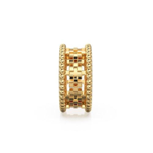Checkerboard 18k Solid Yellow Gold 7mm Fancy Spacer Finding Box Cube Hefty Bead 5mm Large Hole - Jalvi & Co.