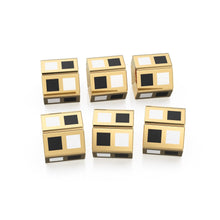 Load image into Gallery viewer, Checkerboard Black White Enamel Solid Gold Beads / Spacer Handmade 18k Findings - Jalvi &amp; Co.