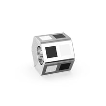 Load image into Gallery viewer, Checkerboard Black White Enamel Solid Gold Beads / Spacer Handmade 18k Findings - Jalvi &amp; Co.