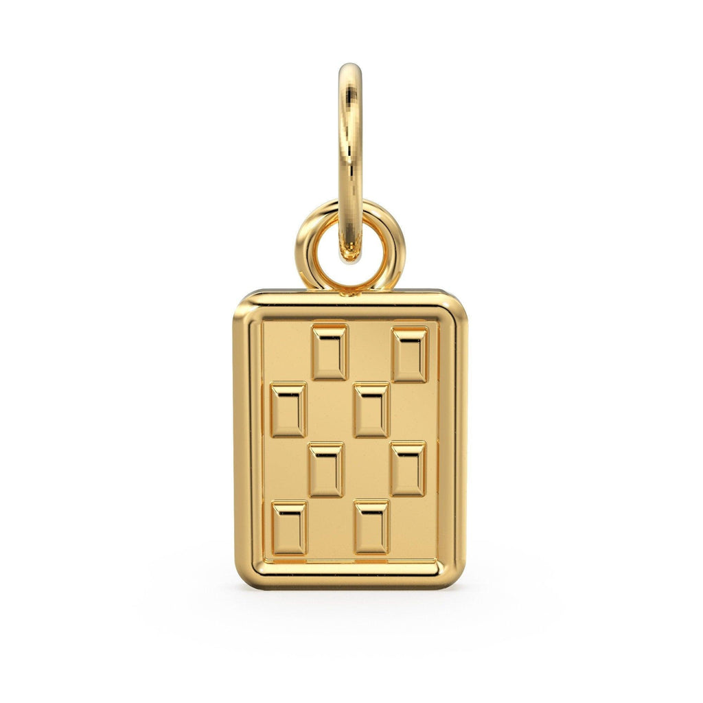 Checkerboard Handmade Solid Gold Pendant / 14k 18k Charm / Real Gold Jewelry / Cute Boho Chic Jewelry / Handmade Gold Charm - Jalvi & Co.