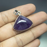 Christmas Gift,  10g, Totally Handmade Natural Purple Amethyst Trillion Shape 925 Sterling Silver Pendant