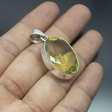 Load image into Gallery viewer, Christmas Gift, 13.80g, Totally Handmade Natural Lemon Quartz Oval Shape 925 Sterling Silver Pendant - Jalvi &amp; Co.