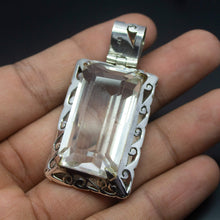 Load image into Gallery viewer, Christmas Gift, 25.5g, Totally Handmade Natural White Quartz Rectangle Shape 925 Sterling Silver Pendant - Jalvi &amp; Co.