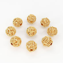 Load image into Gallery viewer, CHRISTMAS SALE Swastika Designer Solid Gold Handmade Round Spacer Gold Bead Finding 6mm - Jalvi &amp; Co.