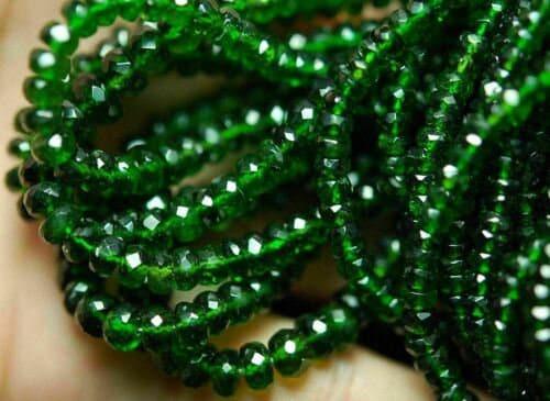 Chrome Diopside Faceted Rondelle Gemstone Loose Beads Strand 16inch 3.5mm 4mm - Jalvi & Co.