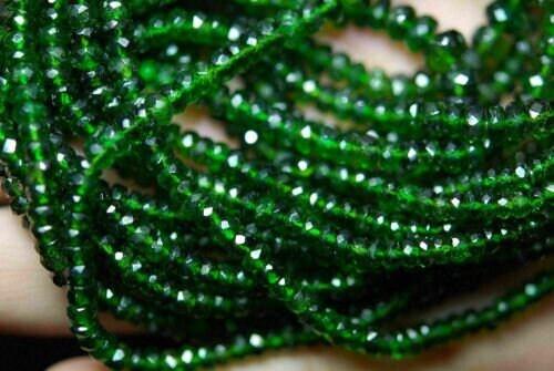 Chrome Diopside Faceted Rondelle Gemstone Loose Beads Strand 16inch 3.5mm 4mm - Jalvi & Co.