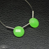 Chrysoprase Chalcedony Faceted Coin Loose Gemstone Side Drill Matching 6pc 10mm