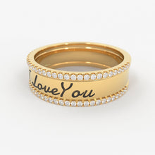 Load image into Gallery viewer, Chunky Custom Engraving Ring Ring/ Personalized Jewelry in 14k Gold and Diamonds / Perfect Gift for Mother / Alphabet Ring / Name Ring Gift - Jalvi &amp; Co.
