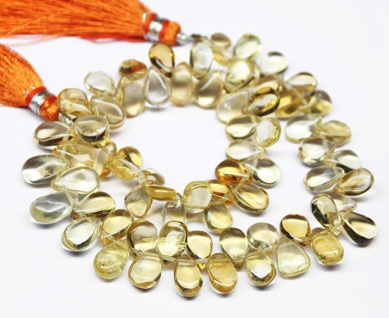 Citrine Smooth Briolette Pear Drop Gemstone Loose Bead Strand 10" 4mm 10mm - Jalvi & Co.