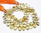 Citrine Smooth Briolette Pear Drop Gemstone Loose Bead Strand 10