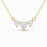 Classic Trio Diamond Necklace / 14k Gold Diamond Necklace 0.26 Ctw /Past Present Future / Prong Setting 3 Stone / Gift for her