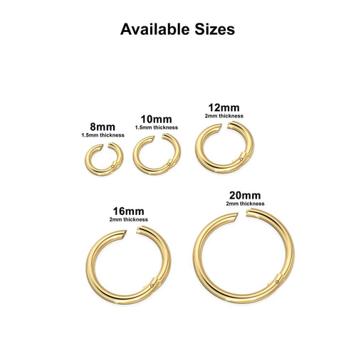 Clicker Round Gold Connector / 14K Solid Gold Connector / Necklace Connector Clasp Lock / Charm holder / Solid Gold Charms Clasp - Jalvi & Co.