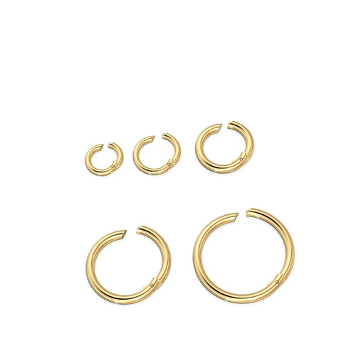 Clicker Round Gold Connector / 14K Solid Gold Connector / Necklace Connector Clasp Lock / Charm holder / Solid Gold Charms Clasp - Jalvi & Co.