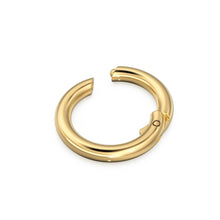 Load image into Gallery viewer, Clicker Round Gold Connector / 14K Solid Gold Connector / Necklace Connector Clasp Lock / Charm holder / Solid Gold Charms Clasp - Jalvi &amp; Co.