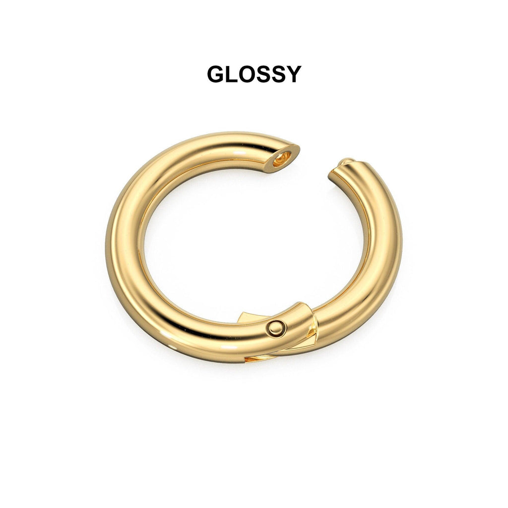 Clicker Round Gold Connector / 14K Solid Gold Connector / Necklace Connector Clasp Lock / Charm holder / Solid Gold Charms Clasp - Jalvi & Co.