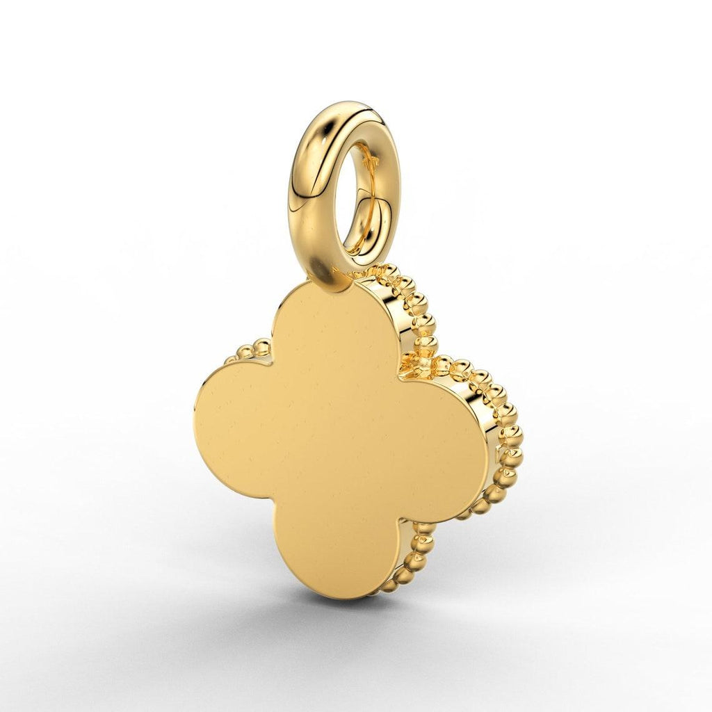 Clover Leaf Milgrain Charm / 14k 18k Solid Gold Charm / Diamond Charm Supply / Solitaire Diamond Charm / Christmas Sale - Jalvi & Co.