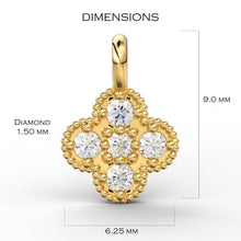 Load image into Gallery viewer, Clover Leaf Milgrain Charm / 14k 18k Solid Gold Charm / Diamond Charm Supply / Solitaire Diamond Charm / Christmas Sale - Jalvi &amp; Co.