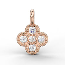 Load image into Gallery viewer, Clover Leaf Milgrain Charm / 14k 18k Solid Gold Charm / Diamond Charm Supply / Solitaire Diamond Charm / Christmas Sale - Jalvi &amp; Co.