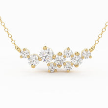 Load image into Gallery viewer, Cluster Necklace in 14k Gold / Diamond Cluster Necklace / Unique Diamond Layering Necklace / Minimalist Gift / Diamond Necklace / Gift - Jalvi &amp; Co.