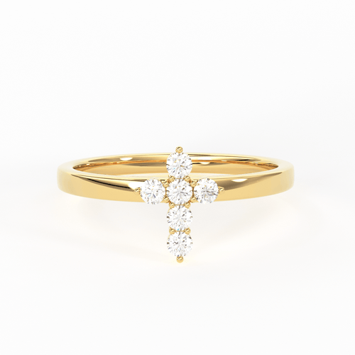 Cross Diamond Ring / Dainty Diamond Ring / Diamond Ring / Religious Ring / Stacking Ring / Baptism Gift Ring - Jalvi & Co.