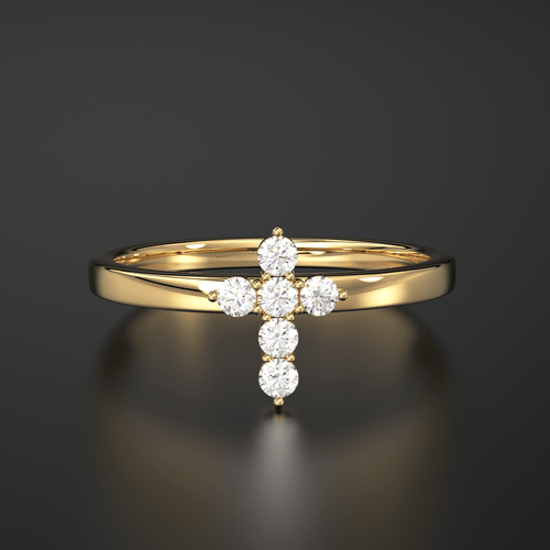 Cross Diamond Ring / Dainty Diamond Ring / Diamond Ring / Religious Ring / Stacking Ring / Baptism Gift Ring - Jalvi & Co.