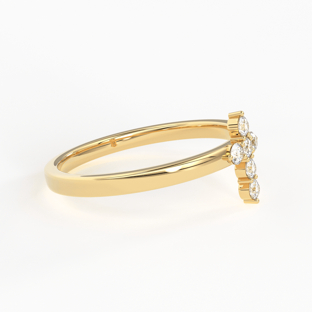 Cross Diamond Ring / Dainty Diamond Ring / Diamond Ring / Religious Ring / Stacking Ring / Baptism Gift Ring - Jalvi & Co.