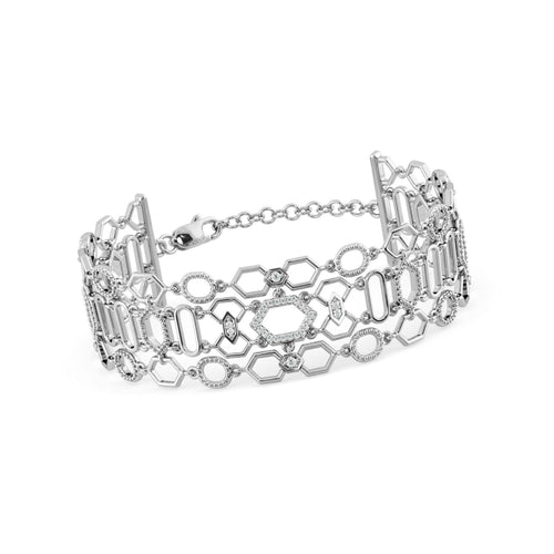 Cuff Bracelet 14k Solid White Gold Handmade, Cuff Bracelet, Gold Bracelet, Diamond Bracelet, Designer Bracelet - Jalvi & Co.