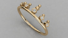Load image into Gallery viewer, Dainty Cute Ring / 14k Gold Brilliant Diamond Ring / Diamond Snowman Ring / Diamond Wedding Band - Jalvi &amp; Co.