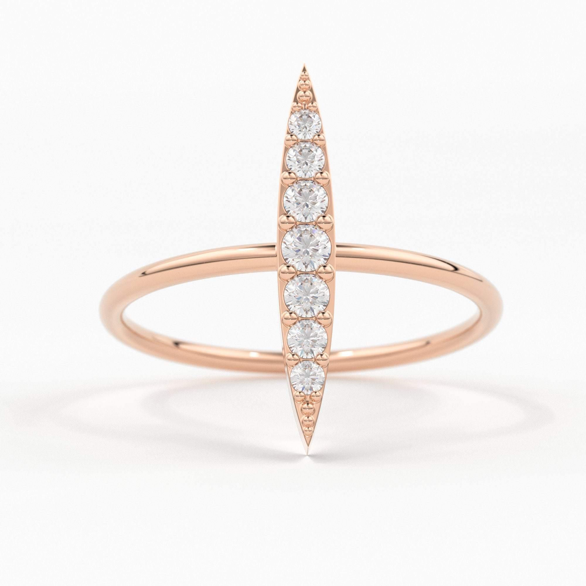 Damond Ring 14k Gold Stackable Diamond Micro Pave Ring
