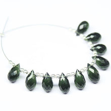 Load image into Gallery viewer, Dark Chrome Green Quartz Faceted Tear Drop Briolette Beads 20 beads 10x5mm - Jalvi &amp; Co.