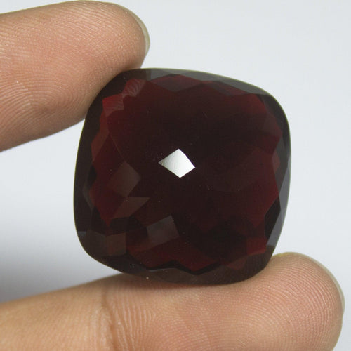 Deep Red GARNET Quartz Cushion Checker Cut Loose Gemstone, 25x25x14mm, 54.51ct - Jalvi & Co.