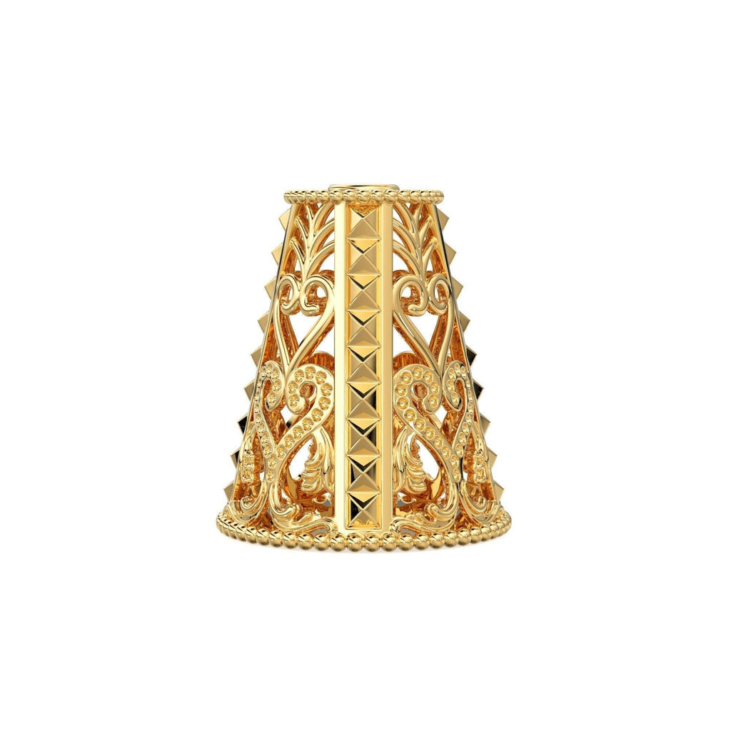 Designer Cone Solid Gold 14k 18k Handmade Gold Spacer Bead Jewelry Making Supply available in 12.72mm - Jalvi & Co.