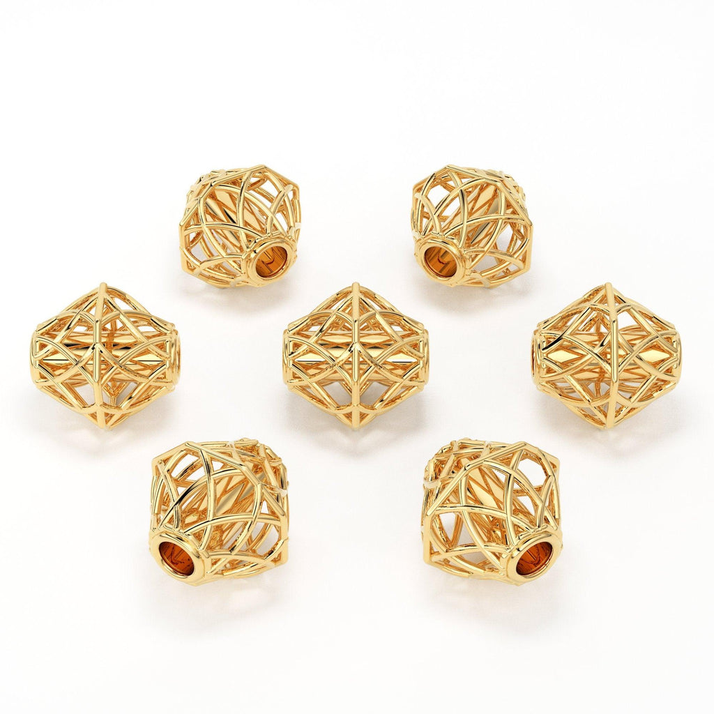 Designer Cone Solid Gold 14k 18k Solid gold Handmade Gold Spacer Bead Jewelry Making Supply 5mm - Jalvi & Co.