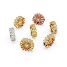 Load image into Gallery viewer, Designer Diamond Cluster Solid Gold Beads / 9mm Diamond Eternity Rondelle Wheel Beads / Oval Diamonds 14k 18k Gold Tyre Finding - Jalvi &amp; Co.