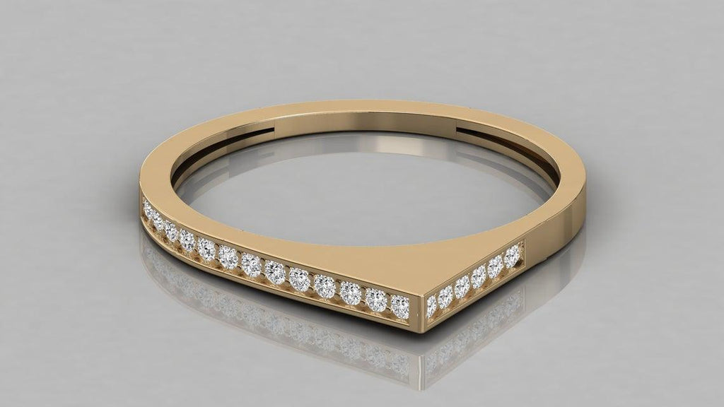 Designer Diamond Ring / Micro Pave Diamond / 14k Gold Ring / Gold Stackable Ring / Thin gold ring / Diamond Bypass Ring - Jalvi & Co.