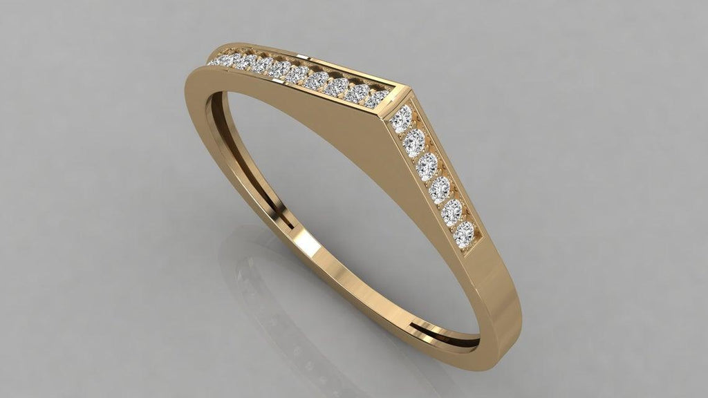 Designer Diamond Ring / Micro Pave Diamond / 14k Gold Ring / Gold Stackable Ring / Thin gold ring / Diamond Bypass Ring - Jalvi & Co.