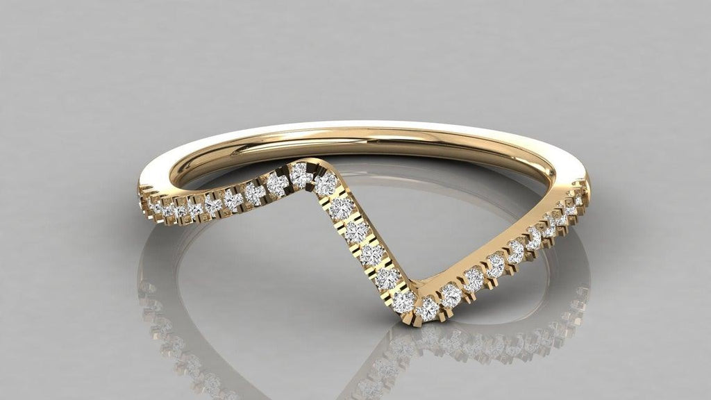 Designer French Pave Ring / Diamond Ring in 14k Gold / Birthday Gift for Her / Gold Diamond Band / Graduation Gift - Jalvi & Co.