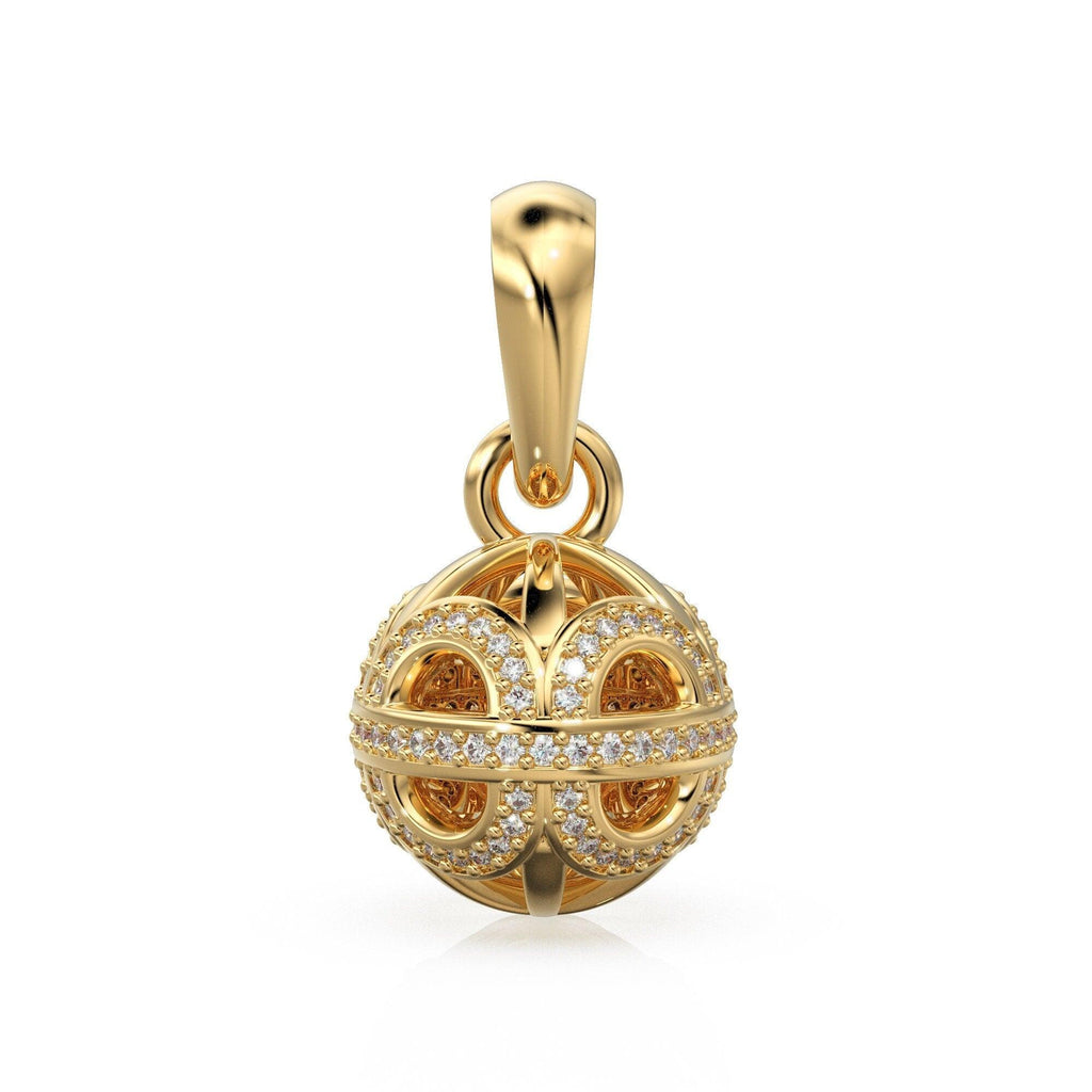 Designer Handmade Pave Diamond Round Ball Luxury 18k Solid Gold Pendant / Jewelry Making Diamond 14k Gold Charm - Jalvi & Co.