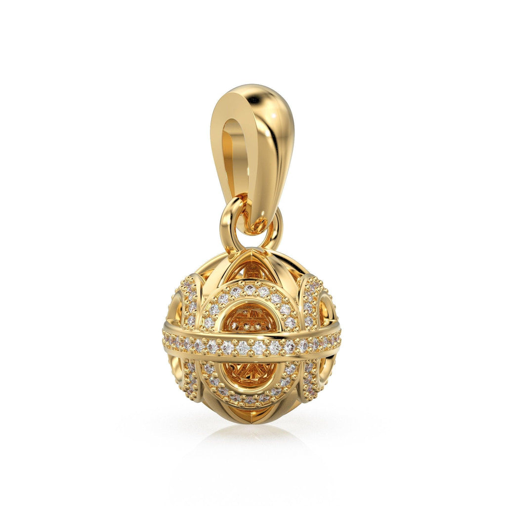 Designer Handmade Pave Diamond Round Ball Luxury 18k Solid Gold Pendant / Jewelry Making Diamond 14k Gold Charm - Jalvi & Co.